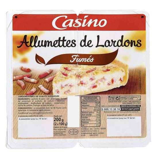 Casino Allumette de lardon - Fumés - 2x100g