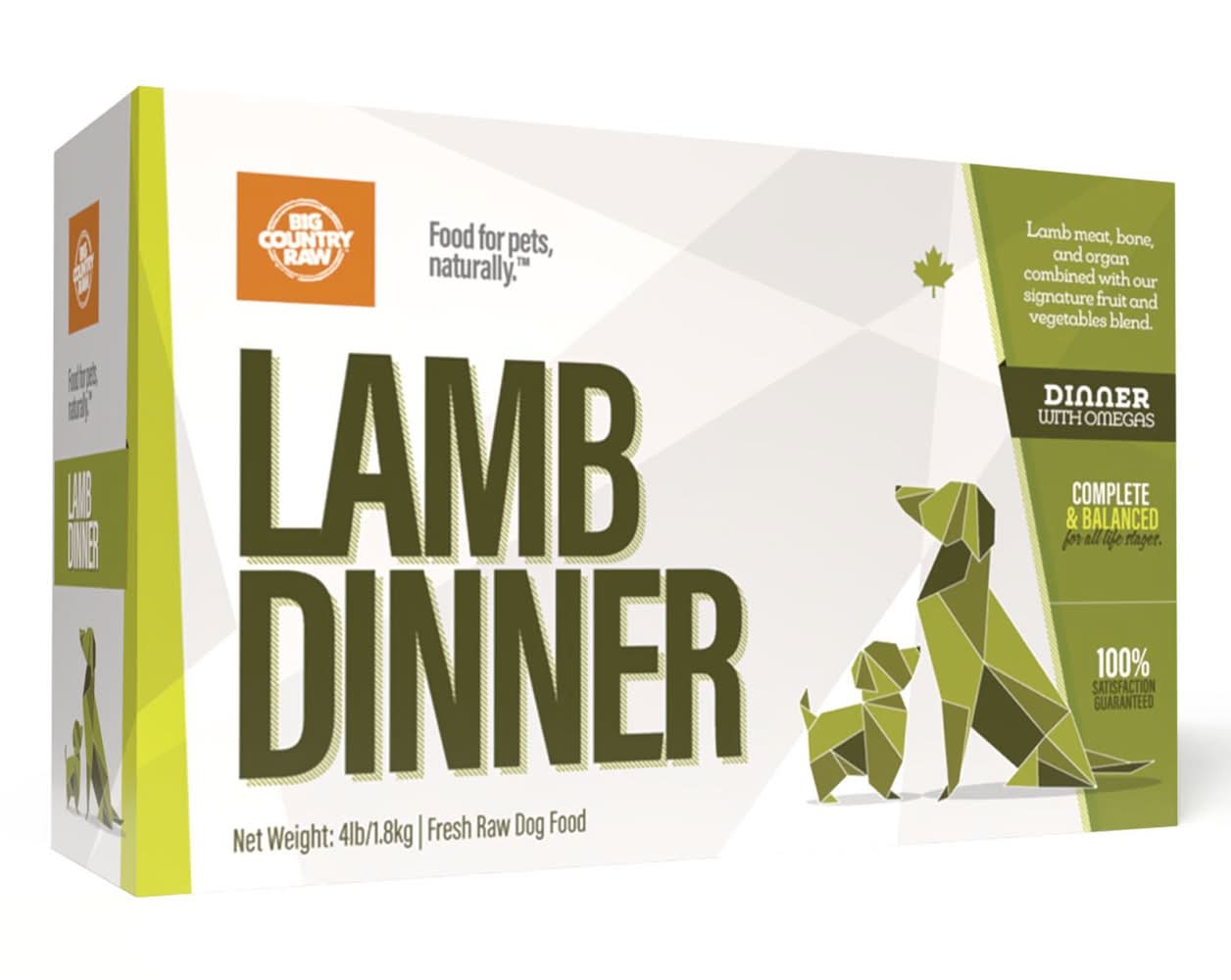 Big Country Raw Lamb Dinner Carton Dog Food, 4 lb