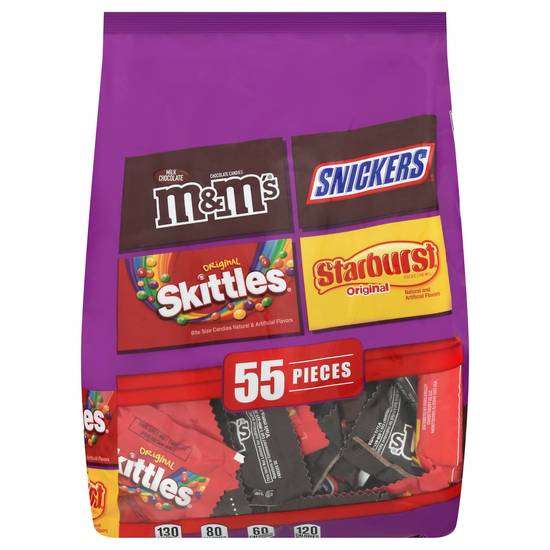 Mars Snickers Skittles Starburst Variety pack Chocolate & Fruity Candy ( 55 ct )