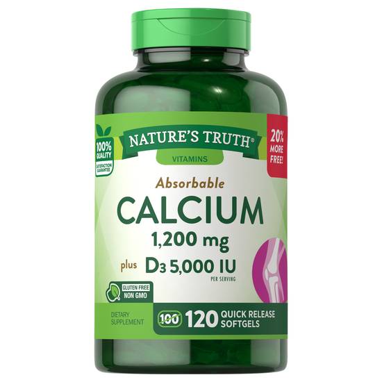 Nature's Truth Absorbable Calcium 1200 mg Plus D3 Quick Release Softgels