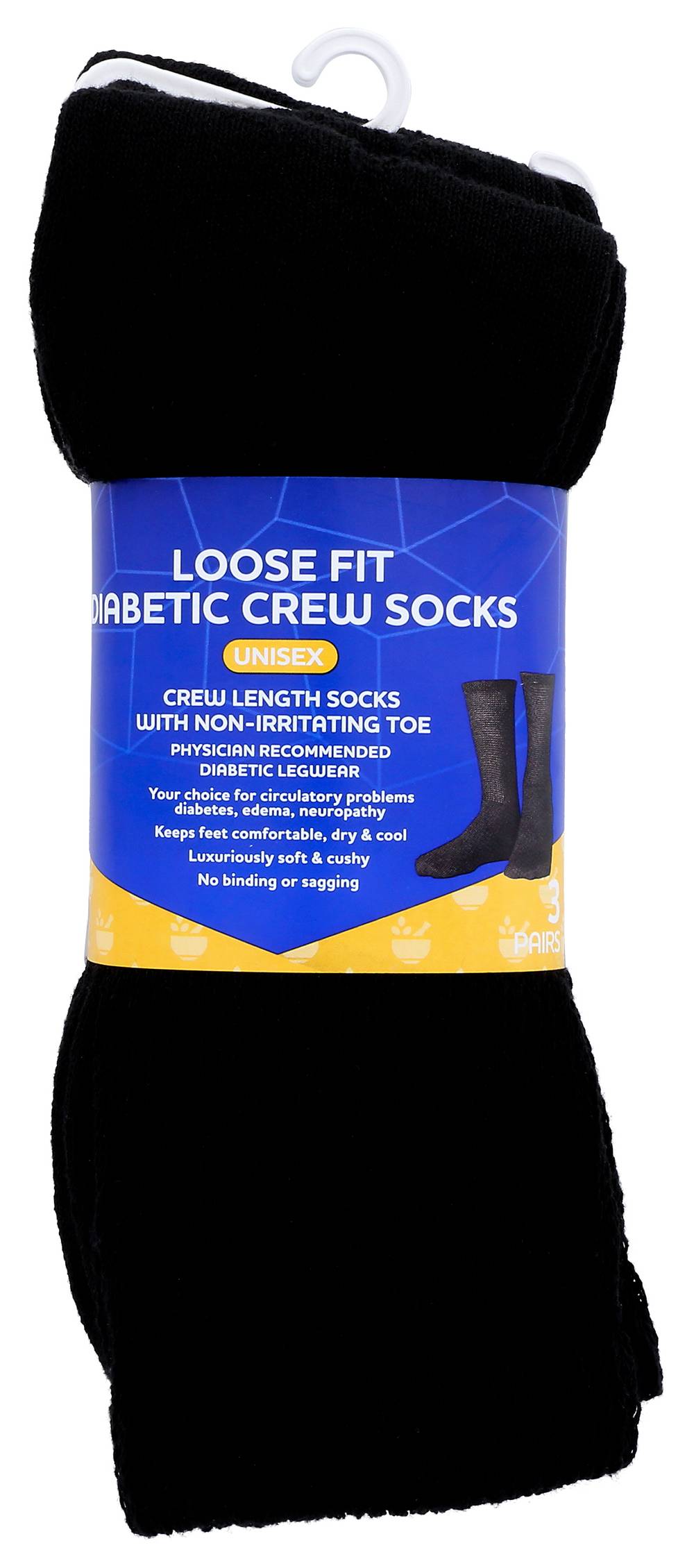 Rite Aid Crew Loose Fit Socks Extra Large Black (3 ct)