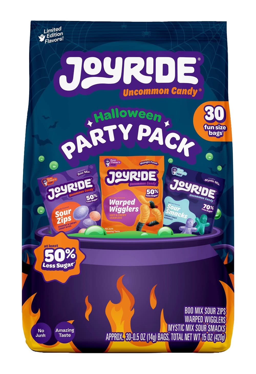 Joyride Halloween Spooky Smacks & Boo Zips & Wigglers Party Pack Candy- 15oz/30ct