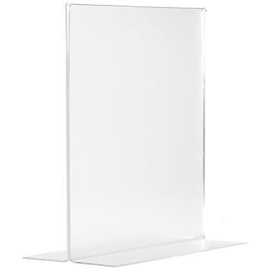 Excello Global Products Anti-Glare T Shape Sign Holder, 8.5 x 11, Vertical, Table Top/Countertop, Clear Acrylic