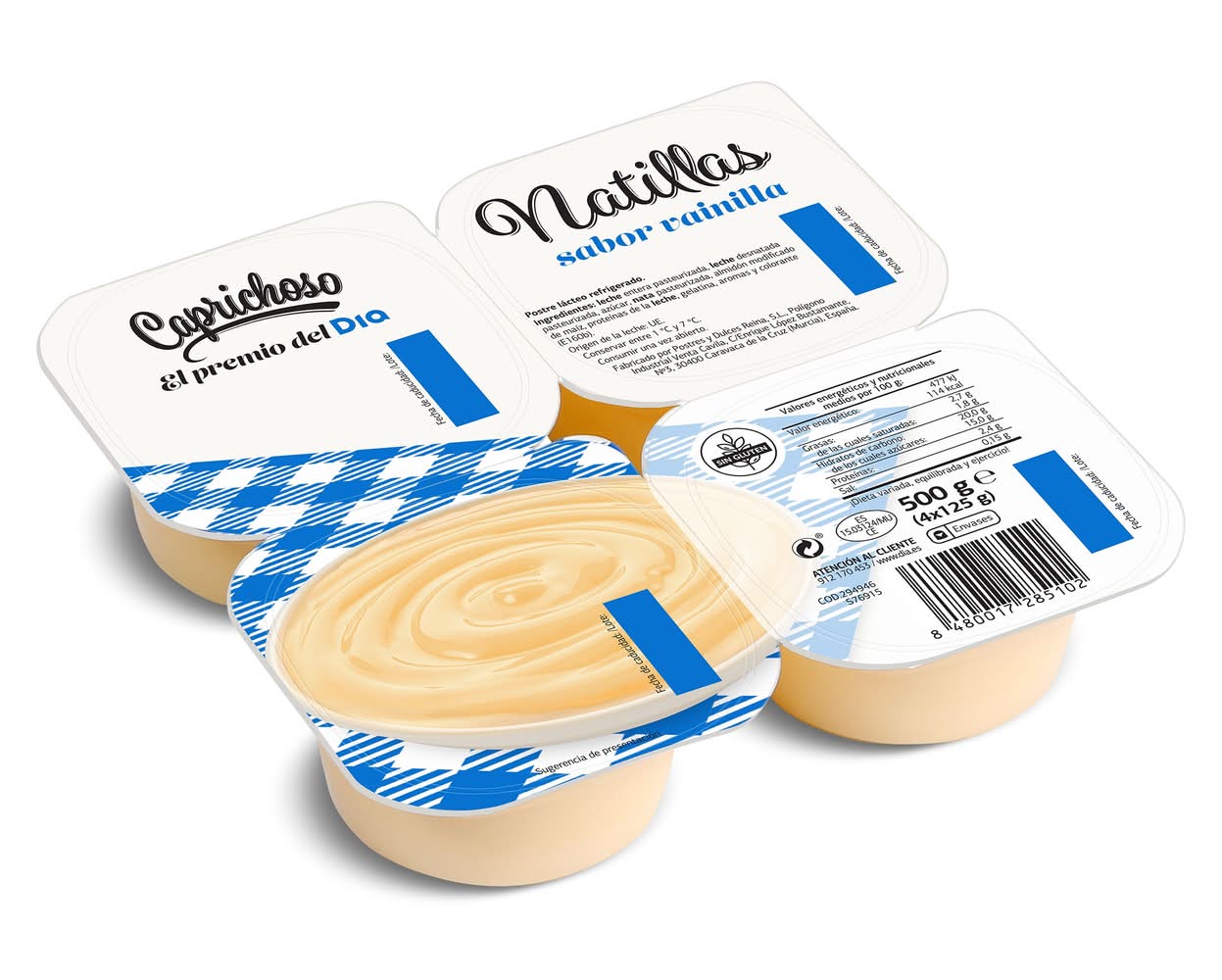 Natillas Sabor Vainilla  Caprichoso Dia Pack 4 X 125 G