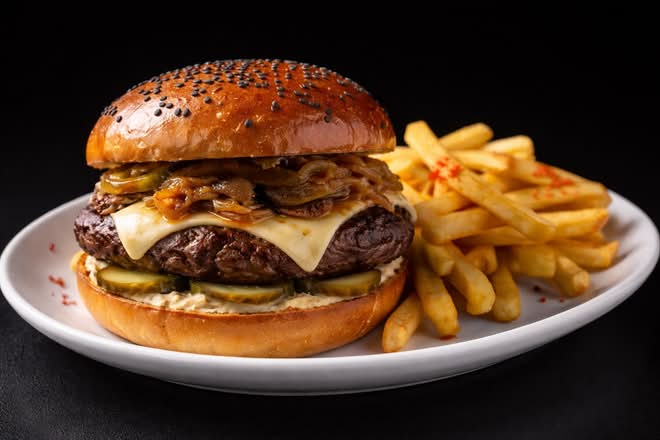 CHEESEBURGER* & FRIES