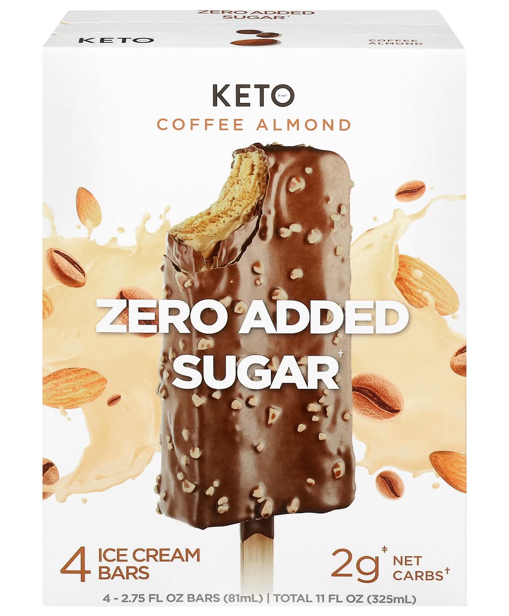 KETO Zero Sugar Added Ice Cream Bars, Coffee Almond Toffee (2.75 fl oz, 4 ct)