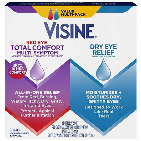 Visine Red Eye Total Comfort Multi-Symptom & Dry Eye Relief Multipack (2 ct)