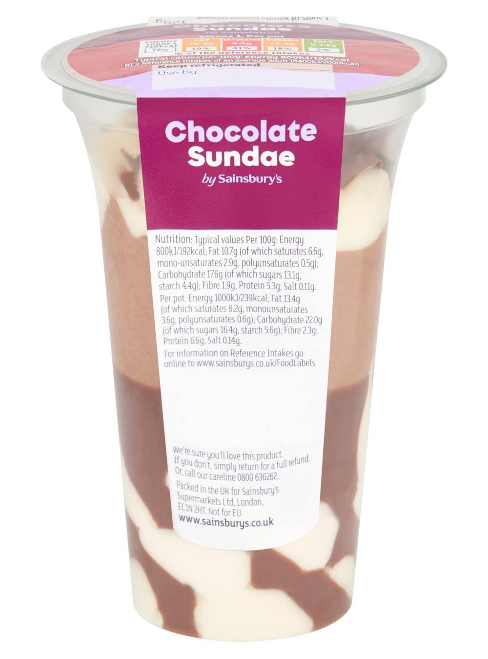 Sainsbury's Chocolate, Sundae Ice Cream (125g)