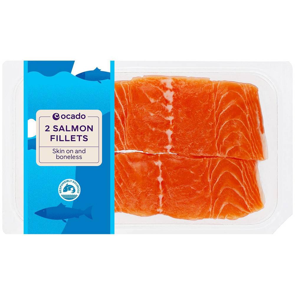 Ocado 2 Salmon Skin On Mid/Tail Fillets (240gr)