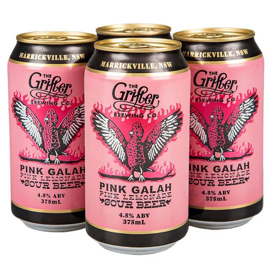 The Grifter Brewing Co Pink Galah Lemonade Sour Can 375mL X 4 pack