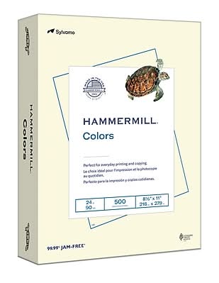 Hammermill Colors 8.5 x 11 Color Printer Paper, 24 lbs. Cream, 500 Sheets/Ream (400700RM)