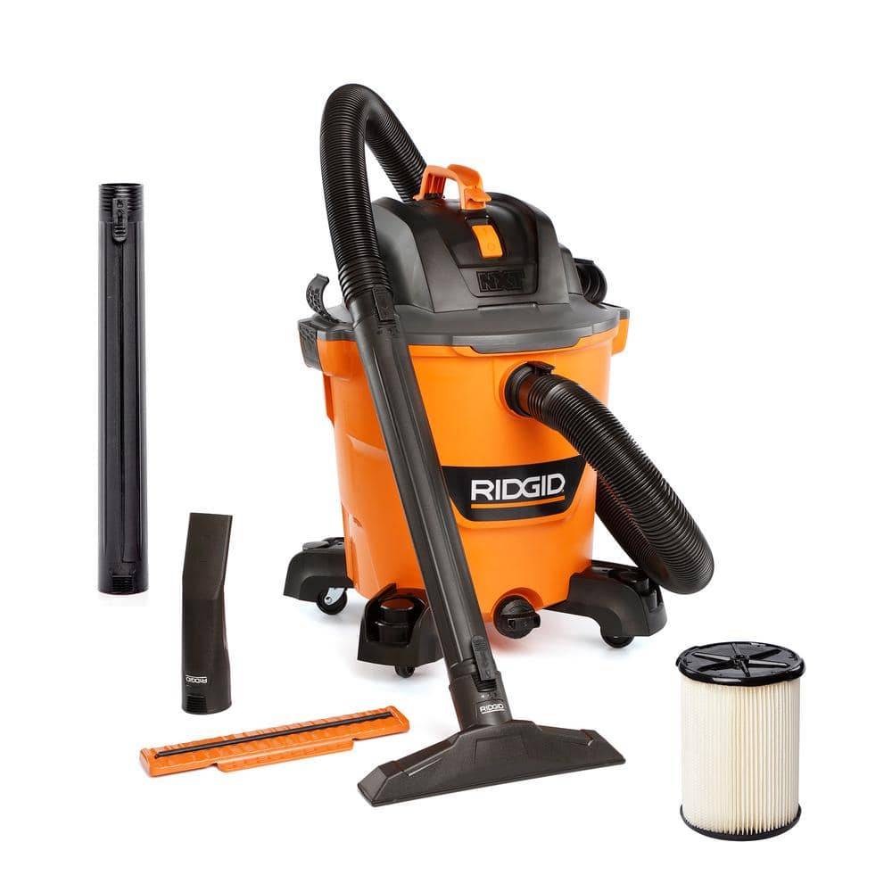 Ridgid 12 Gallon 5.0 Peak Hp Nxt Shop Vac Wet Dry Vacuum With General Debris Filter, Locking Hose And Accessory Attachments