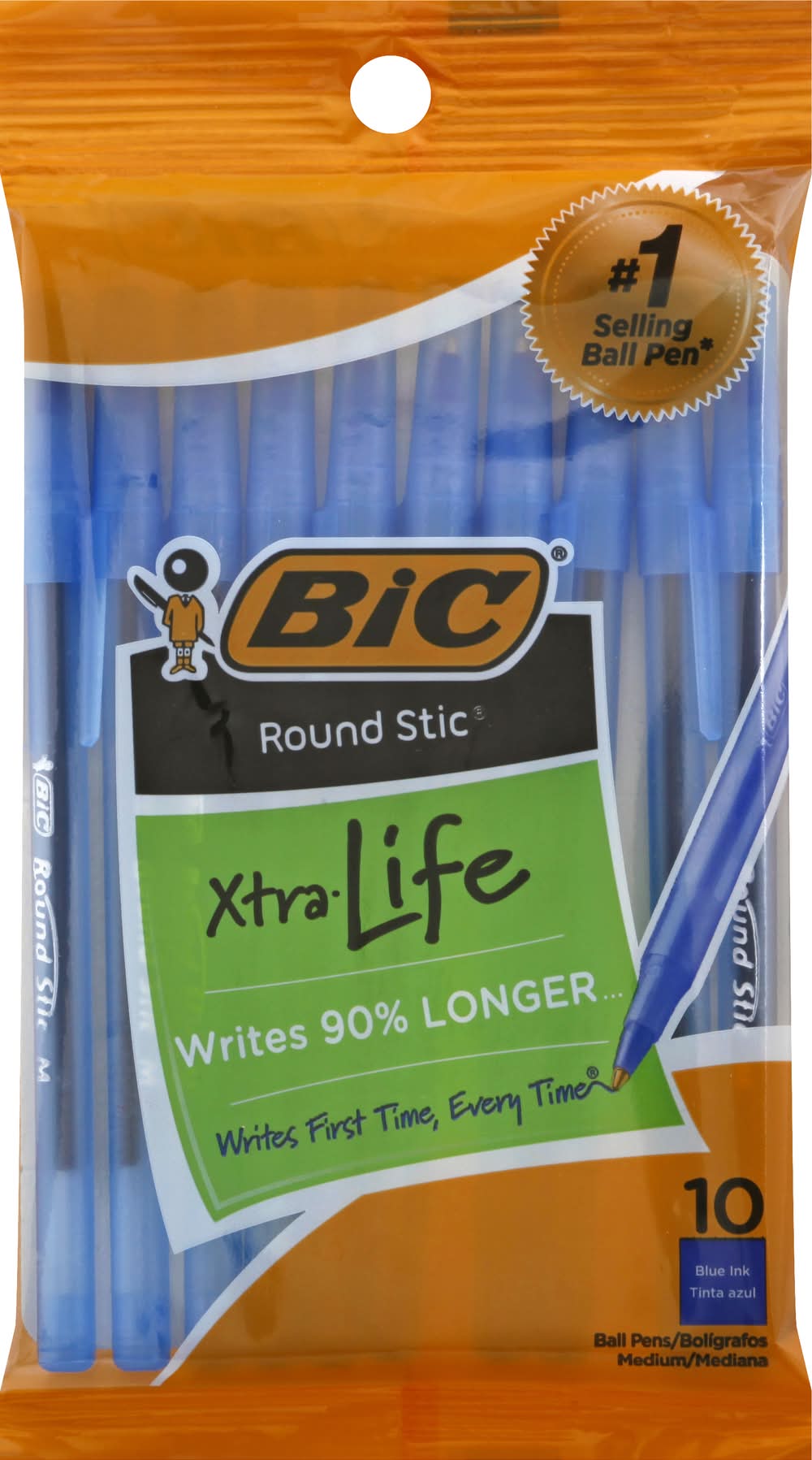 BiC Round Stic Xtra Life Blue Ink Medium Ball Pens (3.2 oz)