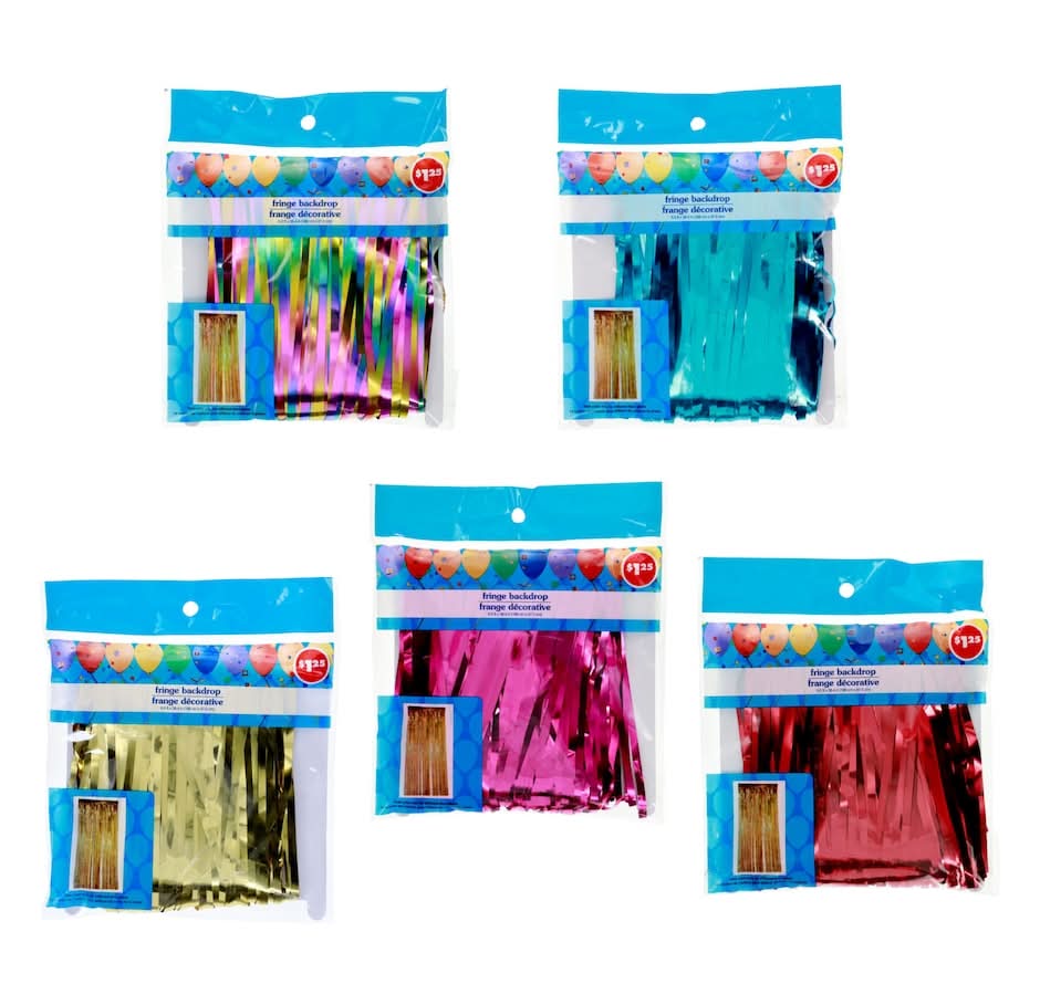 Colorful Foil Fringe Curtains, 6.5 ft (5 pack)