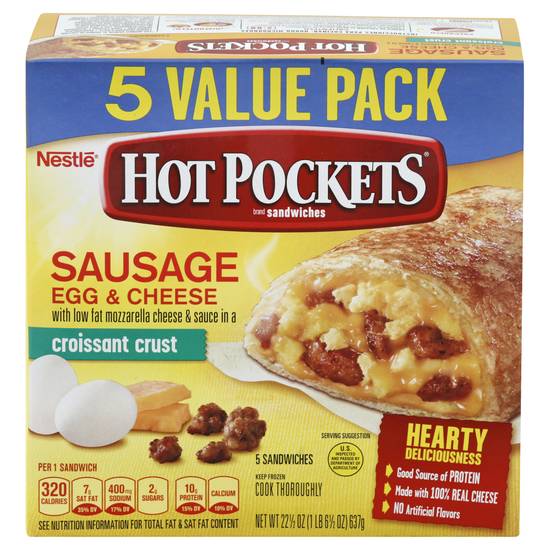 Hot Pockets Sausage Egg & Cheese Croissant Crust Sandwiches (5 ct)