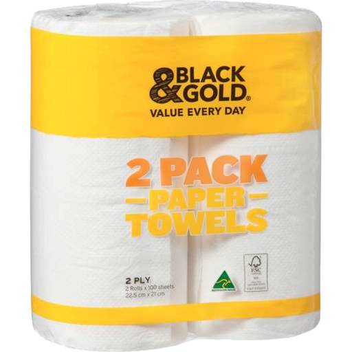 Black & Gold Paper Towel, 22.5 cm* 21 cm (2 pack)