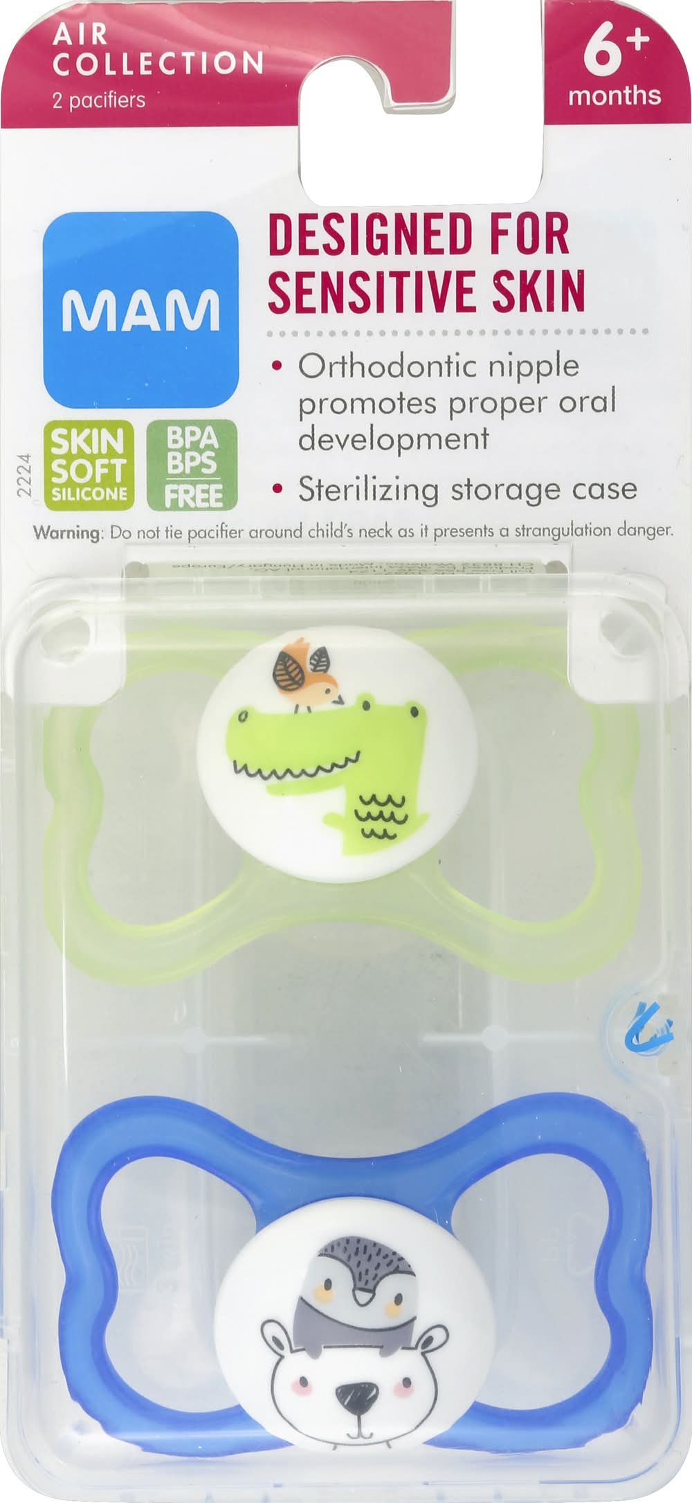 MAM 6+ Months Pacifier For Sensitive Skin (1.8 oz, 2 ct)