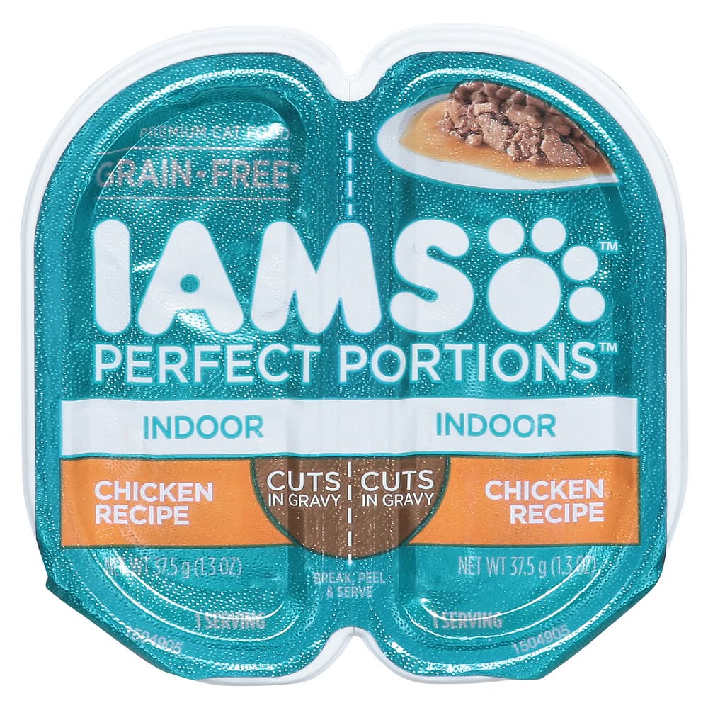Iams Perfect Portions Indoor Cuts in Gravy Wet Cat Food Twin pack, Chicken (2 x 1.32 oz)