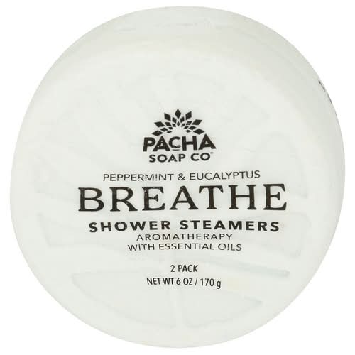 Pacha Soap Co Peppermint & Eucalyptus Breathe Shower Steamers 2 Pack
