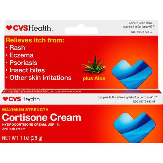 CVS Health Maximum Strength Cortisone Anti-Itch Cream Plus Aloe, 1 OZ