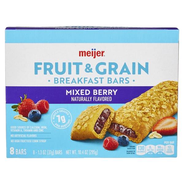 Meijer Fruit & Grain Mixed Berry Breakfast Bar, 8 Count (1.3 oz)