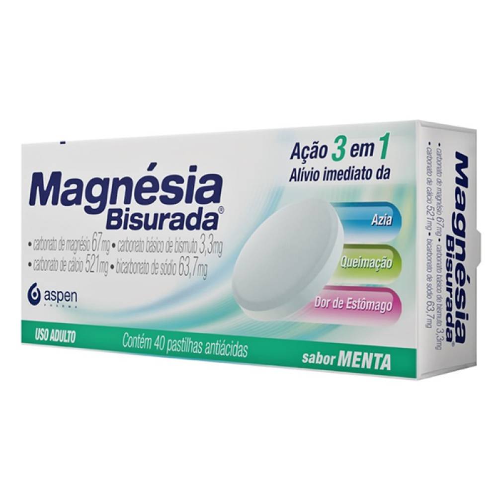 Aspen pharma magnésia bisurada sabor menta (40 pastilhas)