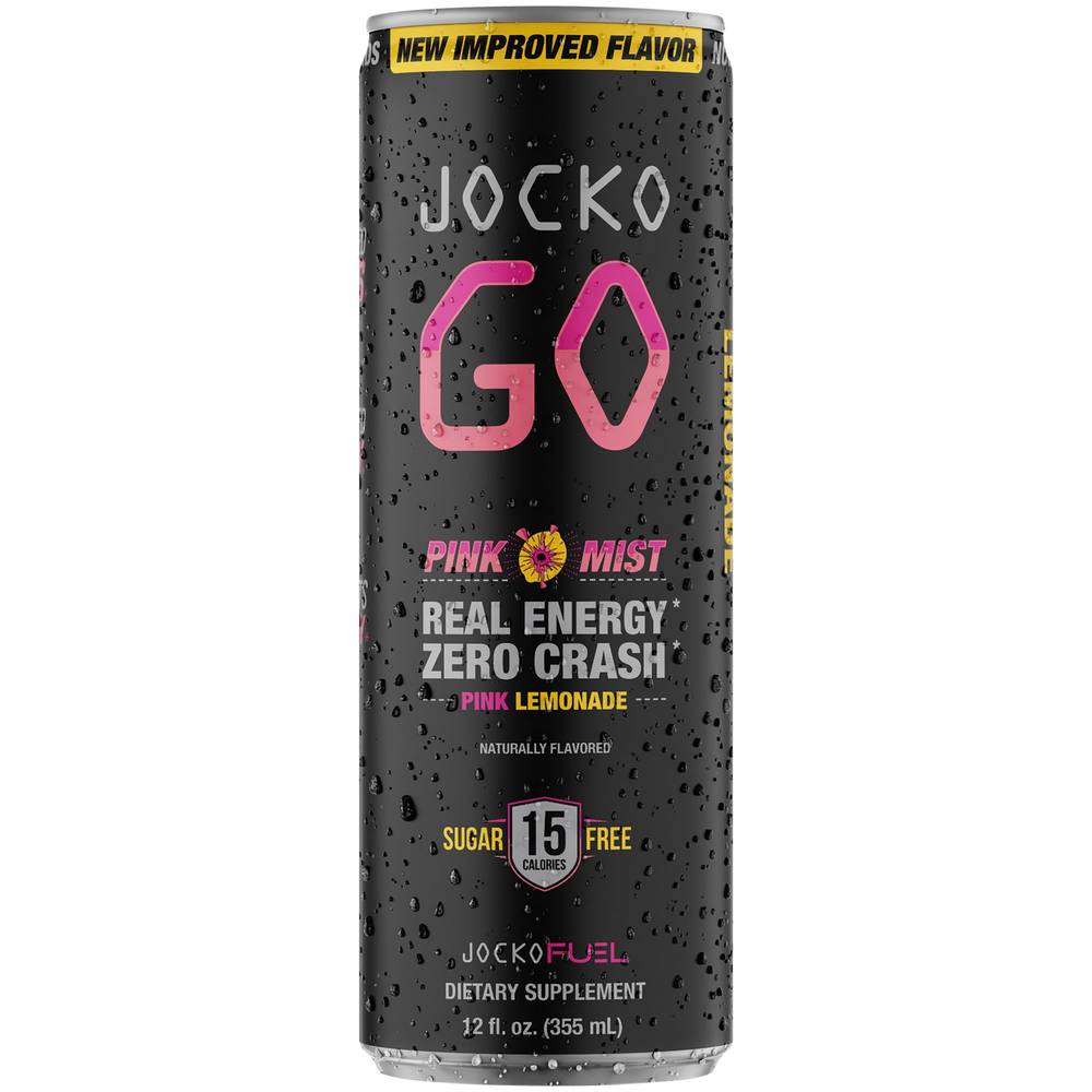 Jocko Fuel Zero Crash Energy Drink, Pink Lemonade (12 fl oz)