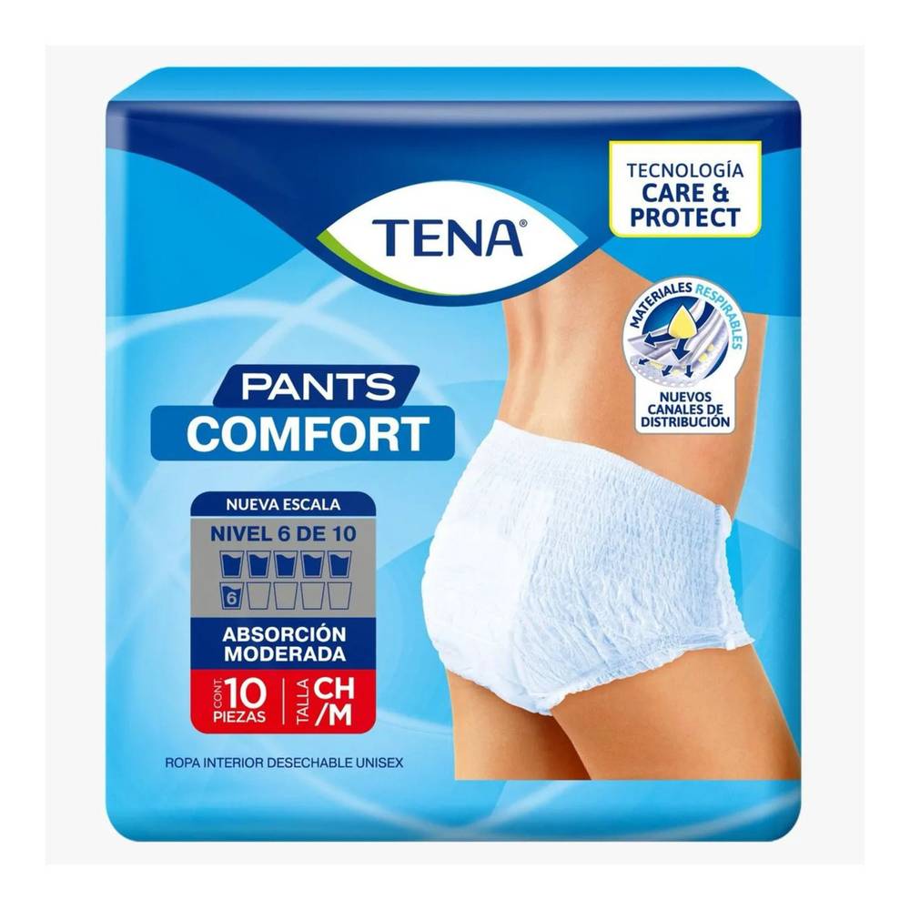 Tena · Pants comfort desechables para incontinencia, unisex, CH - M (10 un)