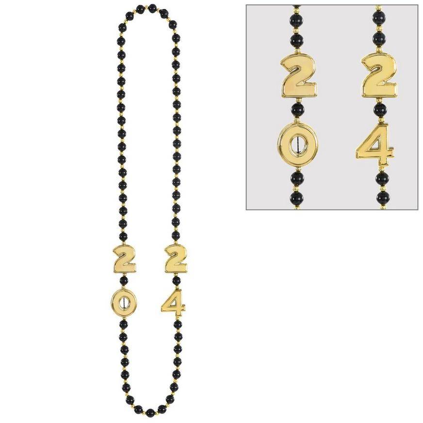 Black Gold 2024 Plastic Bead Necklace, 44in