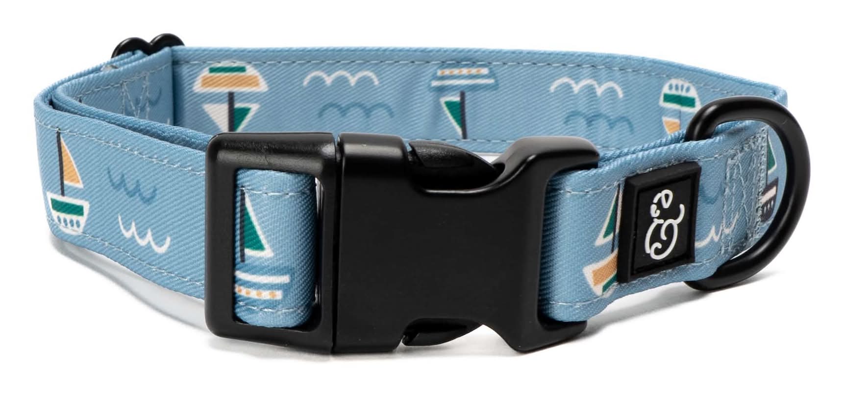 Lucy & Co. Set Sail Dog Collar, Blue, Large