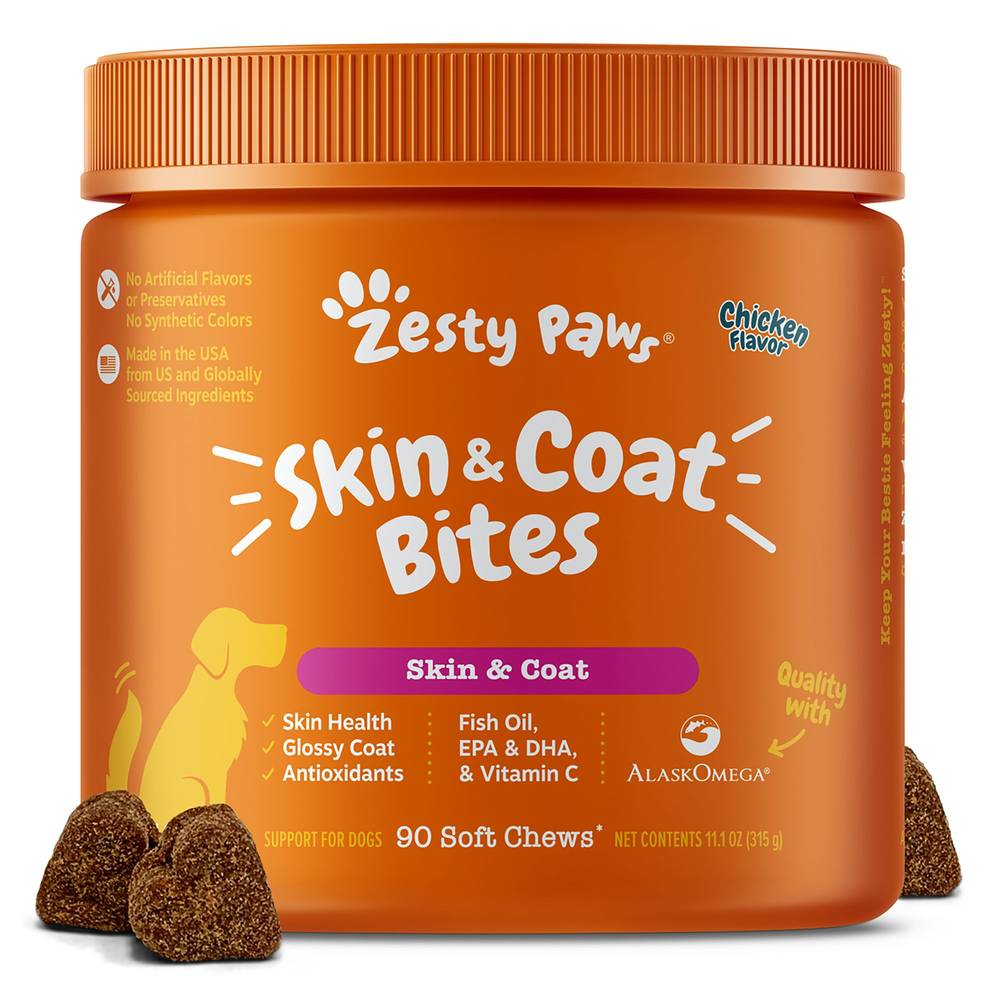 Zesty Paws Omega Bites for Dogs - Chicken Flavor - 90 Ct (Size: 90 Count)