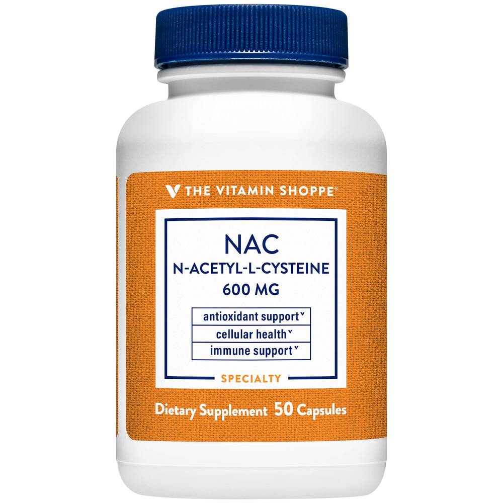 Nac N-Acetyl-L-Cysteine - Promotes Cellular Health, Immune & Antioxidant Support - 600 Mg (50 Capsules)
