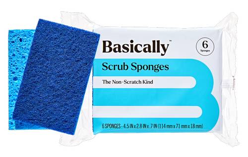 Basically Non Scratch Scrub Sponges, 4.5x2.8x7 in (6 ct)