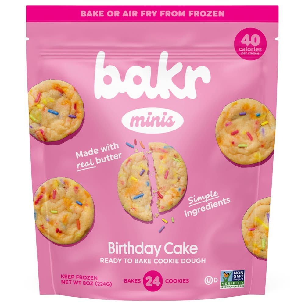 bakr Mini Frozen Cookie Dough, Birthday Cake (8 oz, 24 ct)