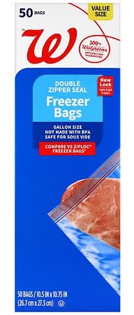 Complete Home Zipper Freezer Bags, 10.5x10.75 in (50 ct)