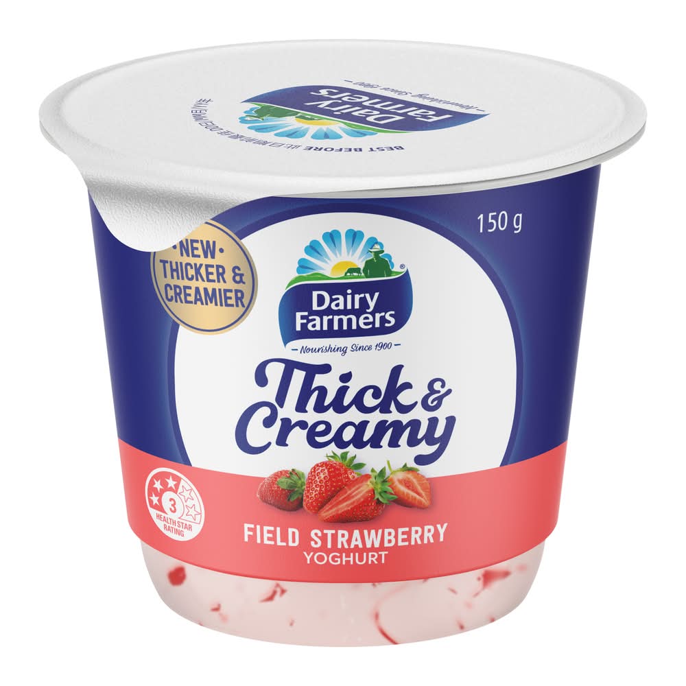 Dairy Farmers Thick & Creamy Yoghurt, Strawberry (150g)