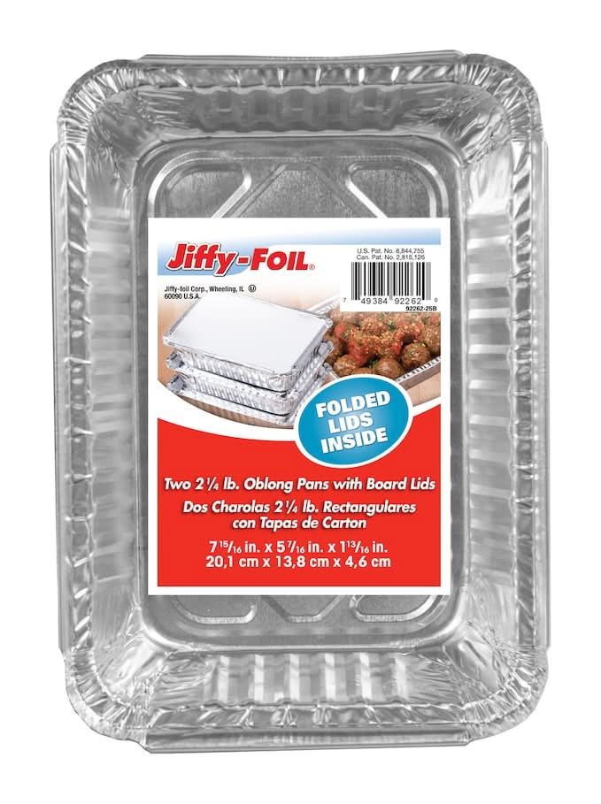 Jiffy-Foil Pans With Board Lids, 7.9x5.4x1.7 in