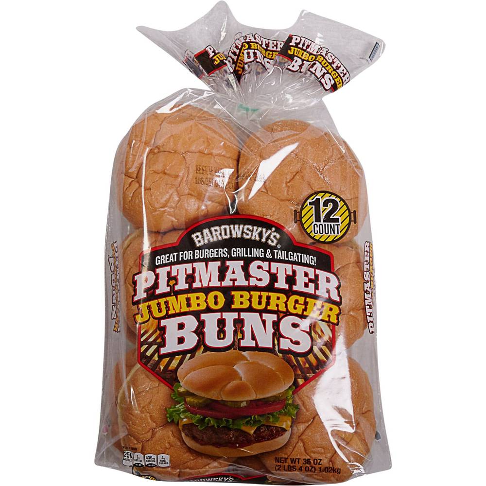 Barowsky's Pitmaster Jumbo Burger Buns, 3 oz, 12 count