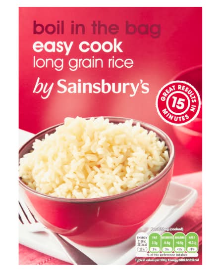 Sainsbury's Boil in the Bag Easy Cook Long Grain Rice (4 x 125g)