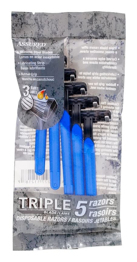 Assured Triple Bladed Disposable Razors, Men (5 ct)