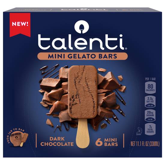Talenti Mini Gelato Bar Dark Chocolate, 11.1 Oz, 6 Count