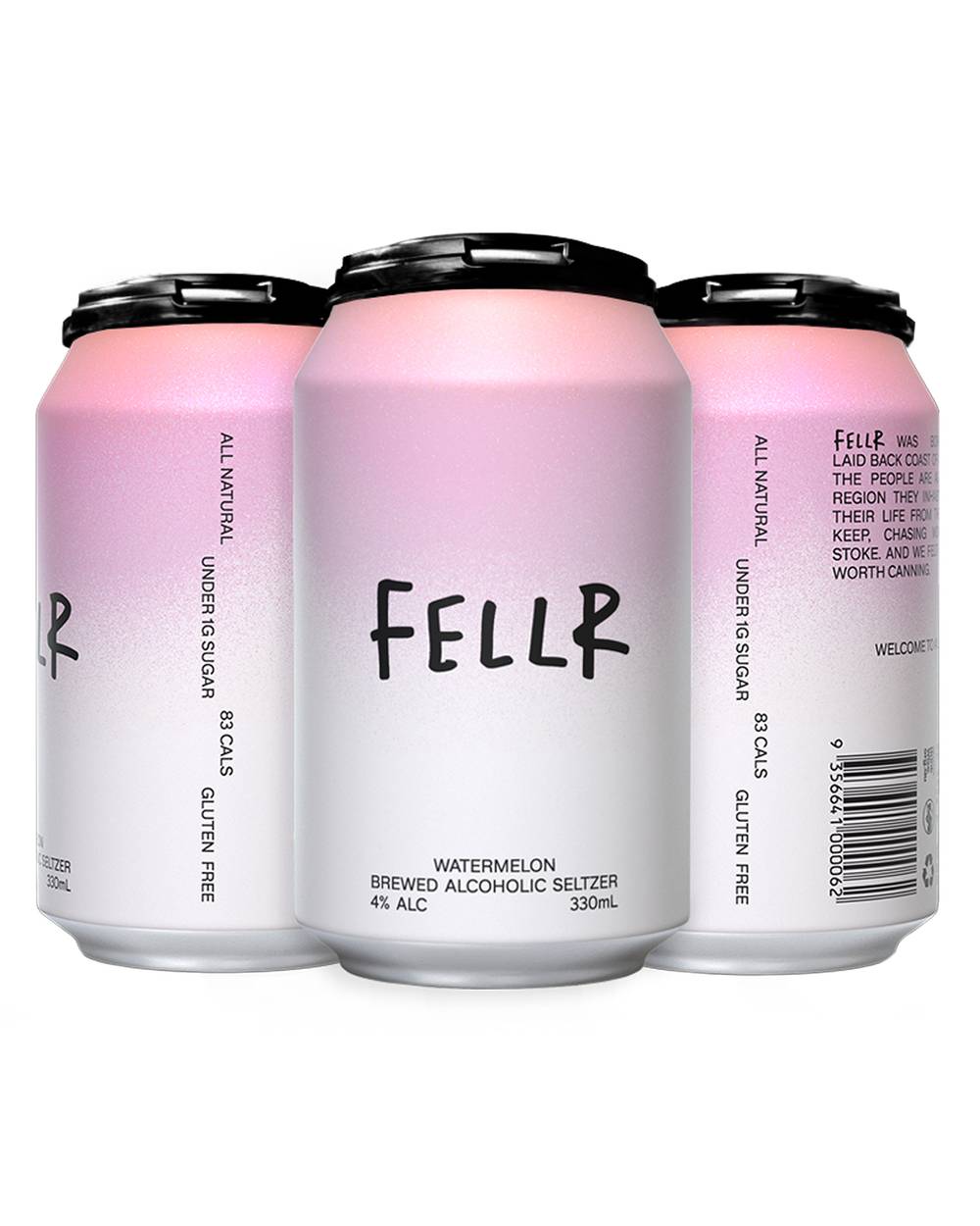 Fellr Watermelon Brewed Alcoholic Seltzer Can 330mL X 4 pack