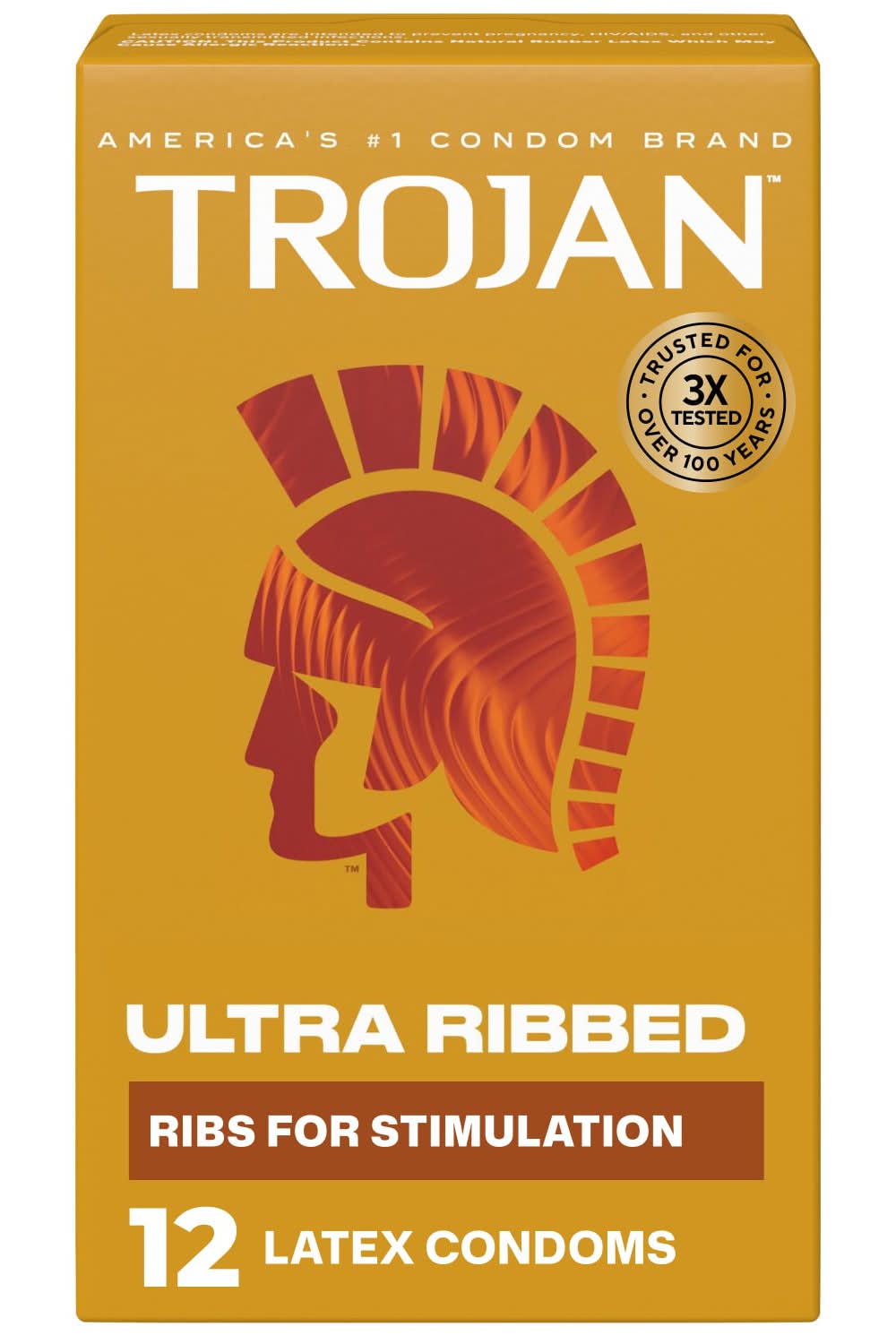 Trojan Ultra Ribbed Lubricated Condoms (12 ct)