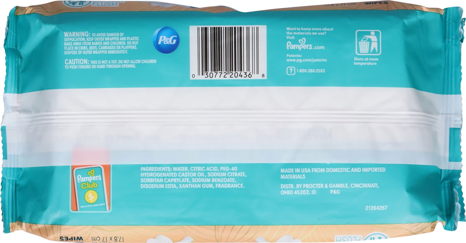 Pampers Clean & Calm Scented Baby Wipes, Cotton Blossom, 7X6.7 in (56 ct)