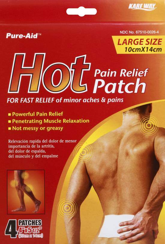 Pure-Aid Large Size Pain Relief Hot Patch (4 ct)