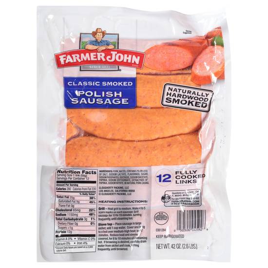 Farmer John Classic Smoked Polish Sausage (12 ct)