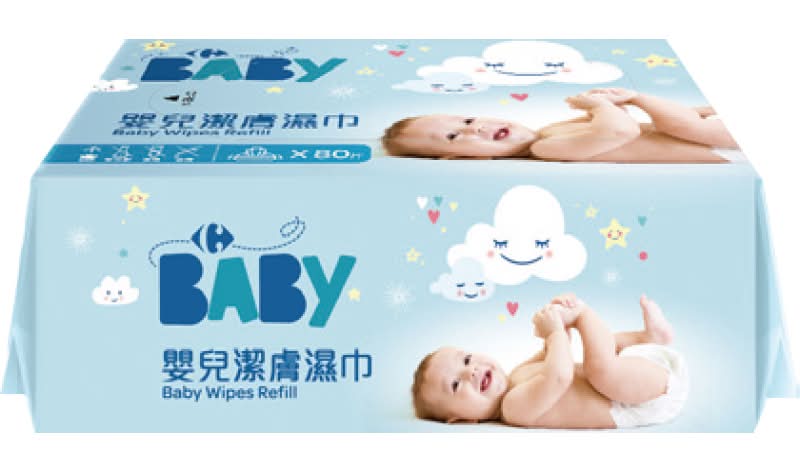 家樂福嬰兒潔膚濕巾量販包-粉藍-80PCx4 <80PC張 x 4 x 1PC串>