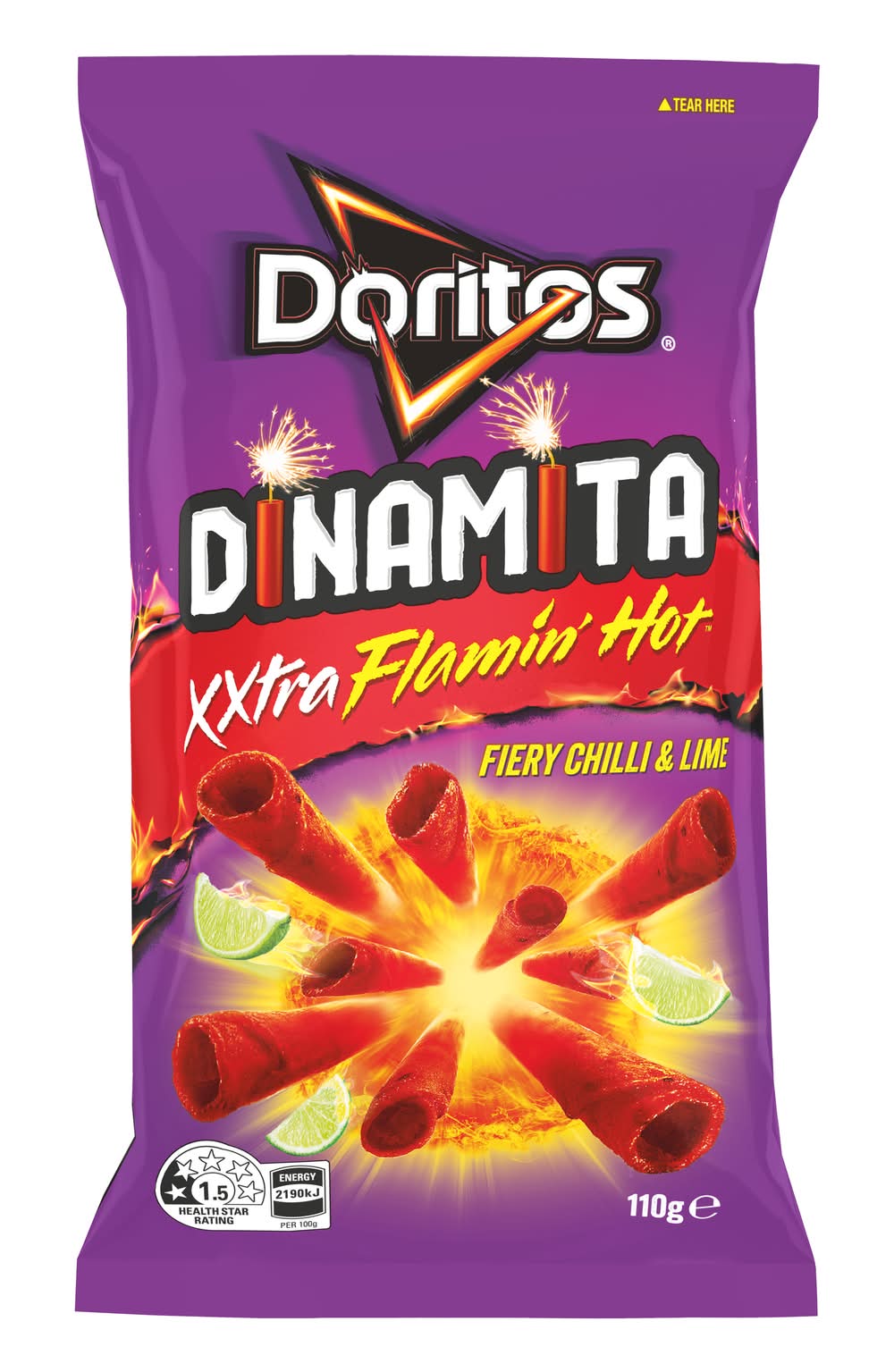 Doritos Dinamita Corn Chips, Fiery Lime-Chili (110g)