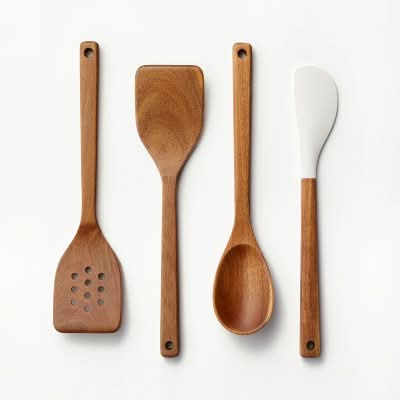 Figmint Wood Kitchen Utensil Set, Brown (4 ct)