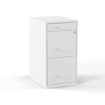 Staples 3-Drawer Light Duty Vertical File Cabinet, Locking, Letter, White, 18D (52144)